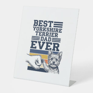 Yorkshire Terrier Vater Fist Bump Vintage Vektor D Sockelschild
