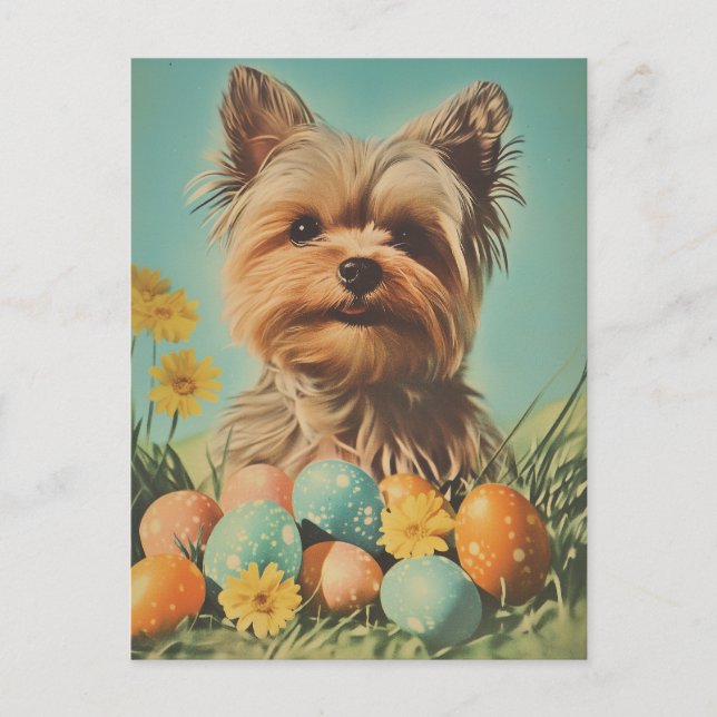 Yorkshire Terrier Vintag Oaster Postkarte (Vorderseite)