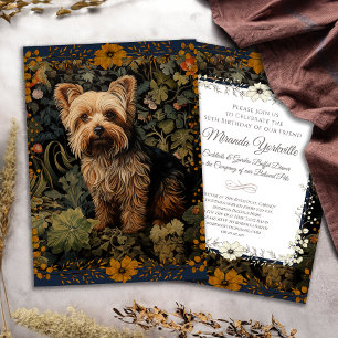Yorkshire Terrier Vintage-Blumen-Teppich Einladung