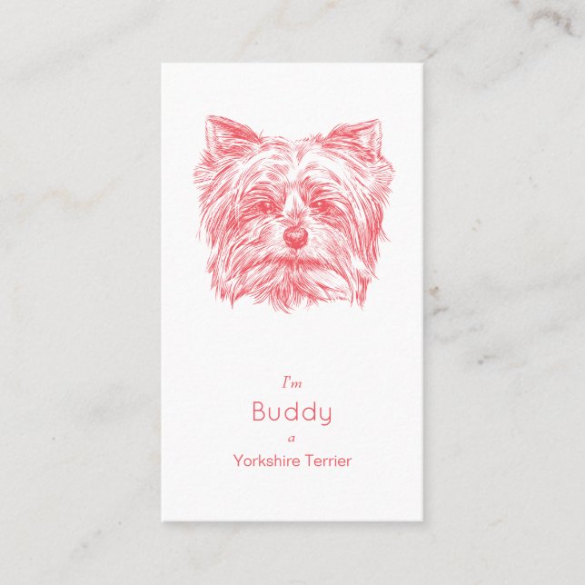 Yorkshire-Terrier-Vintage Geschäfts-Karte - Rosa Visitenkarte (Vorderseite)