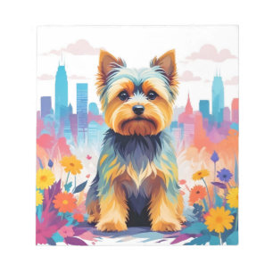 Yorkshire Terrier Vintage Tier Natur Stadt Kunst Notizblock
