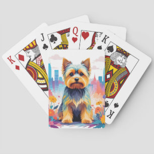 Yorkshire Terrier Vintage Tier Natur Stadt Kunst Spielkarten