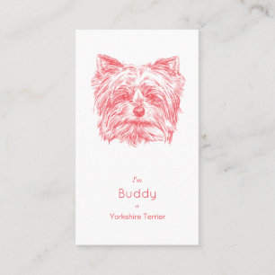 Yorkshire Terrier Vintage Visitenkarte - Rosa