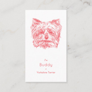 Yorkshire Terrier Vintage Visitenkarte - Rosa