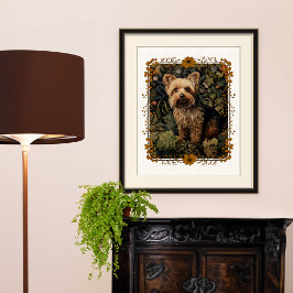 Yorkshire Terrier Vintages Blumenband Poster