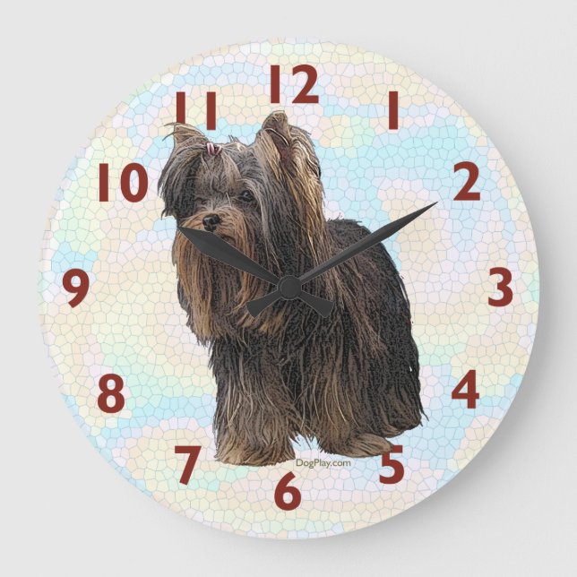 Yorkshire Terrier Wall Clock Große Wanduhr (Vorderseite)