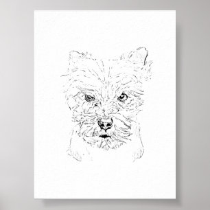 Yorkshire Terrier Wandkunst, Minimalistische Linie Poster