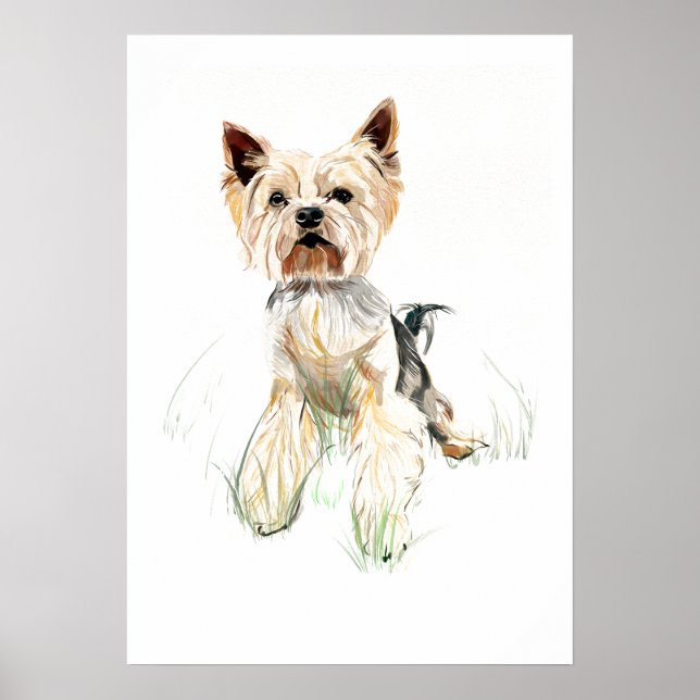 Yorkshire Terrier Wandkunst Poster – Aquarell (Vorne)