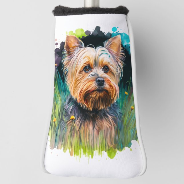 Yorkshire Terrier Watercolor Putter Golf Headcover (Rotieren 90)