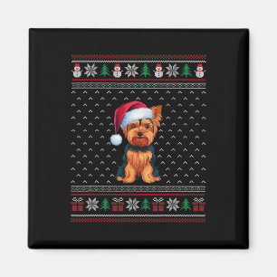 Yorkshire Terrier Wear Weihnachtsmannmütze Ugly Xm Magnet