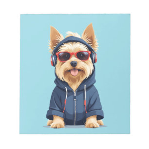 Yorkshire Terrier Wearing Hoodie Funny Cool Animal Notizblock