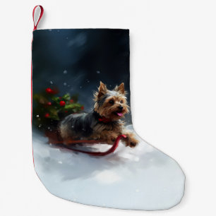 Yorkshire Terrier Weihnachten Schnee Winter Kleiner Weihnachtsstrumpf