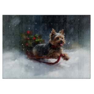 Yorkshire Terrier Weihnachten Schnee Winter Schneidebrett