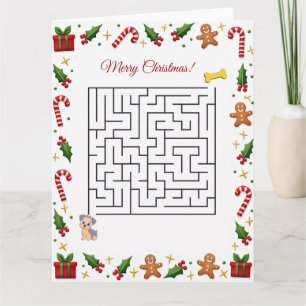Yorkshire Terrier Weihnachts-Labyrinth-Puzzle-Fest Karte