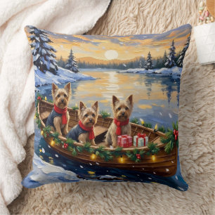 Yorkshire Terrier Weihnachtsboot Urlaub Kissen