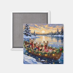Yorkshire Terrier Weihnachtsboot Urlaub Magnet