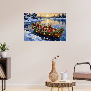 Yorkshire Terrier Weihnachtsboot Urlaub Poster
