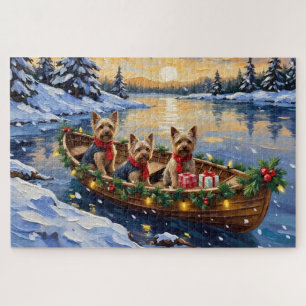 Yorkshire Terrier Weihnachtsboot Urlaub Puzzle