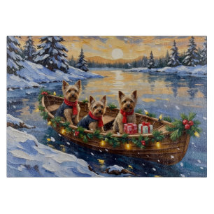 Yorkshire Terrier Weihnachtsboot Urlaub Schneidebrett