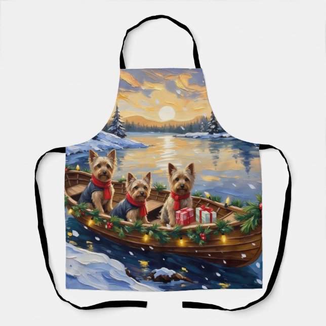 Yorkshire Terrier Weihnachtsboot Urlaub Schürze (Vorderseite)