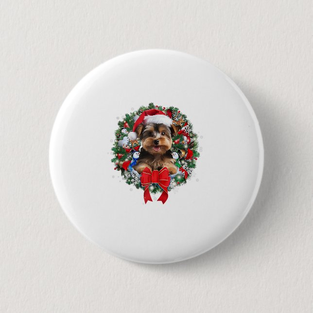 Yorkshire Terrier Weihnachtsfeiertage Xmas Button (Vorderseite)