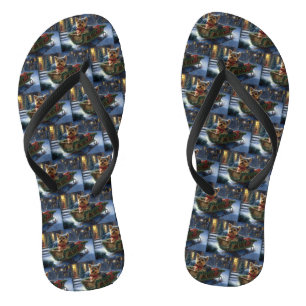 Yorkshire Terrier Weihnachtsfest Saison Flip Flops