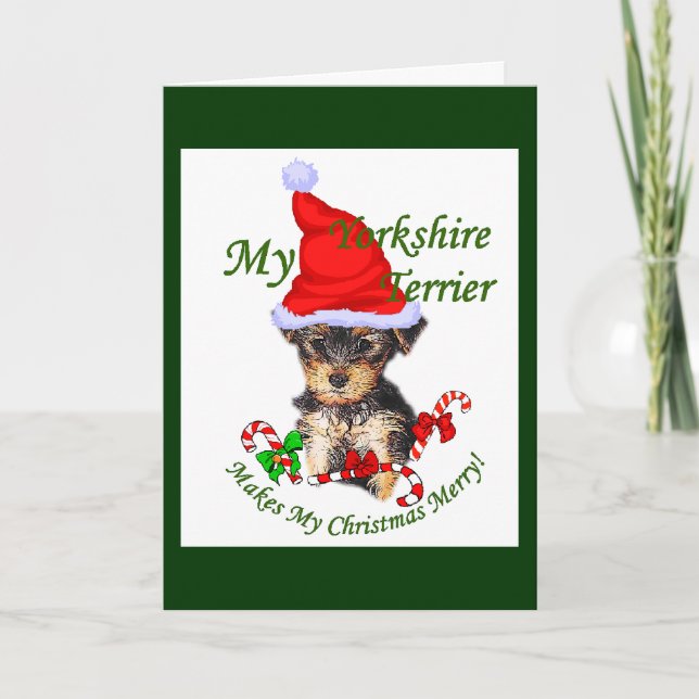 Yorkshire Terrier Weihnachtsgeschenke Feiertagskarte (Vorderseite)