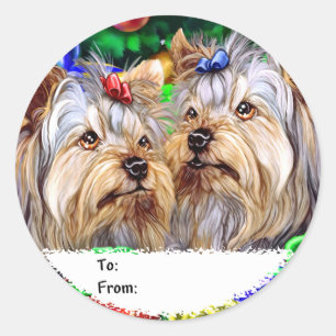 Yorkshire Terrier Weihnachtsgeschenke Runder Aufkleber