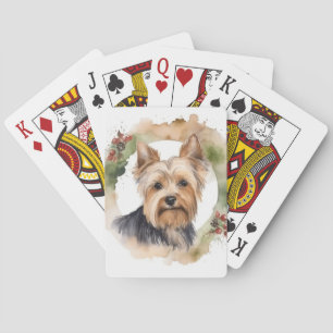 Yorkshire Terrier Weihnachtskranz Festlicher Hund Spielkarten
