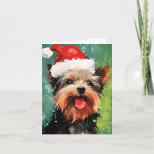 Yorkshire Terrier Weihnachtsmalerei Karte