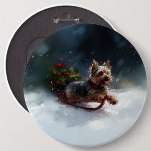 Yorkshire Terrier Weihnachtsschnee Button