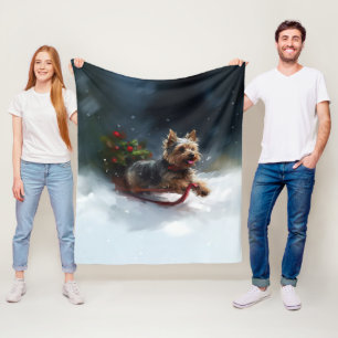 Yorkshire Terrier Weihnachtsschnee Fleecedecke
