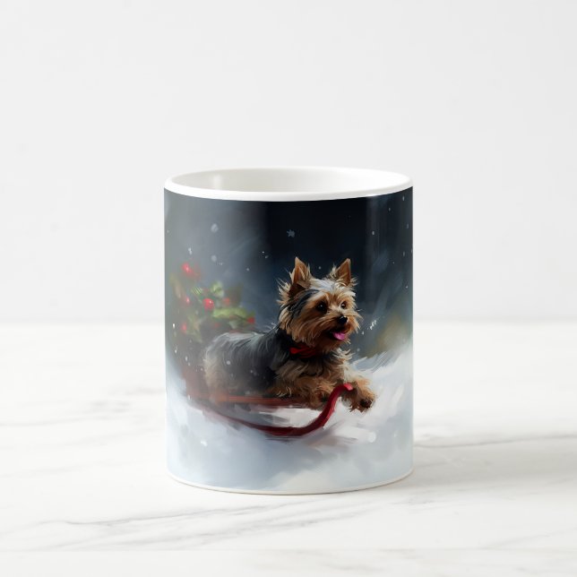 Yorkshire Terrier Weihnachtsschnee Kaffeetasse (Mittel)