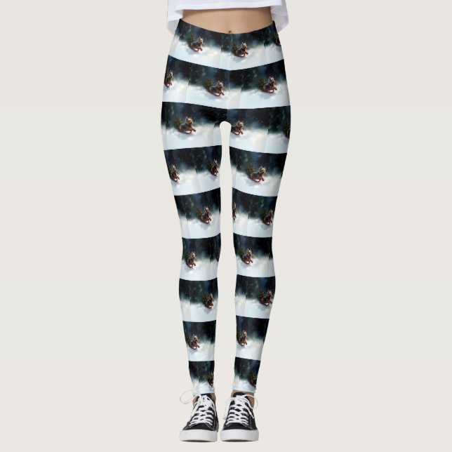 Yorkshire Terrier Weihnachtsschnee Leggings (Vorderseite)