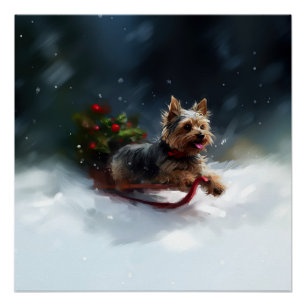 Yorkshire Terrier Weihnachtsschnee Poster
