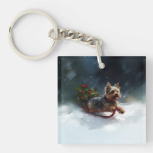 Yorkshire Terrier Weihnachtsschnee Schlüsselanhänger