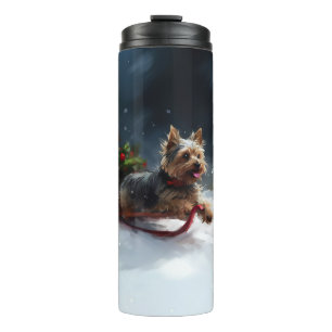 Yorkshire Terrier Weihnachtsschnee Thermosbecher