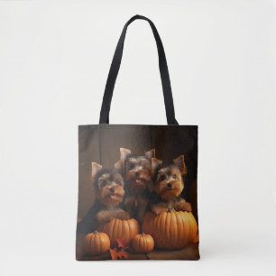 Yorkshire Terrier Welpe Herbstfreude Kürbis 