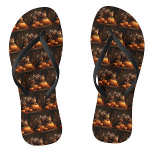 Yorkshire Terrier Welpe Herbstfreude Kürbis  Flip Flops