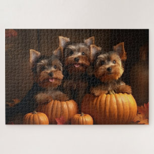Yorkshire Terrier Welpe Herbstfreude Kürbis  Puzzle