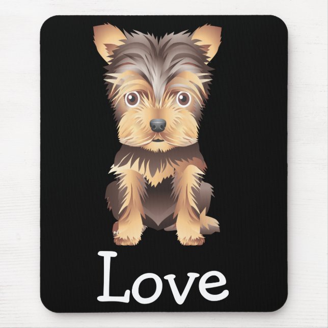 Yorkshire Terrier Welpe Hund Black Mouse Pad Mousepad (Vorne)