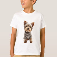 Yorkshire Terrier Welpe in grauem Strickpullover f