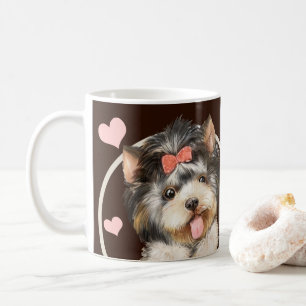 Yorkshire Terrier Welpe jeden Snack, den Sie mache Kaffeetasse