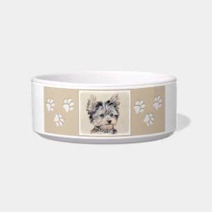 Yorkshire Terrier Welpe Malerei Original Hund Kuns Napf