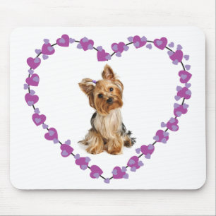 Yorkshire Terrier Welpenhund Lila Herzen Mauspad