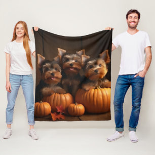 Yorkshire Terrier Welppy Autumn Delight Pumpkin Fleecedecke