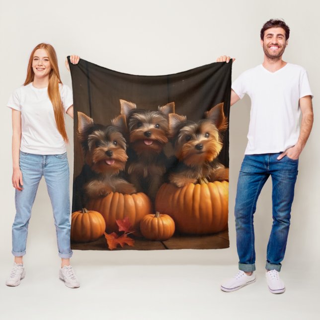 Yorkshire Terrier Welppy Autumn Delight Pumpkin Fleecedecke (Beispiel)