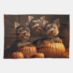 Yorkshire Terrier Welppy Autumn Delight Pumpkin Geschirrtuch