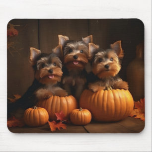 Yorkshire Terrier Welppy Autumn Delight Pumpkin Mousepad