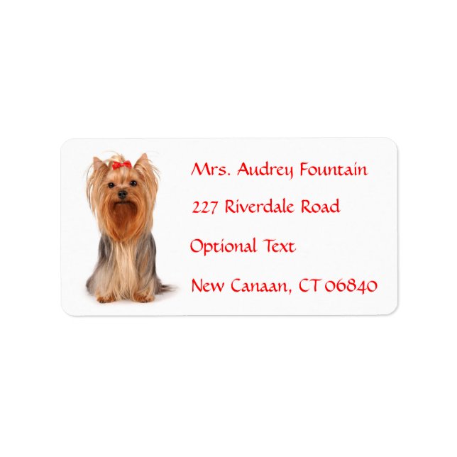 Yorkshire Terrier Welppy Name Address Mailing Labe Adressaufkleber (Vorne)